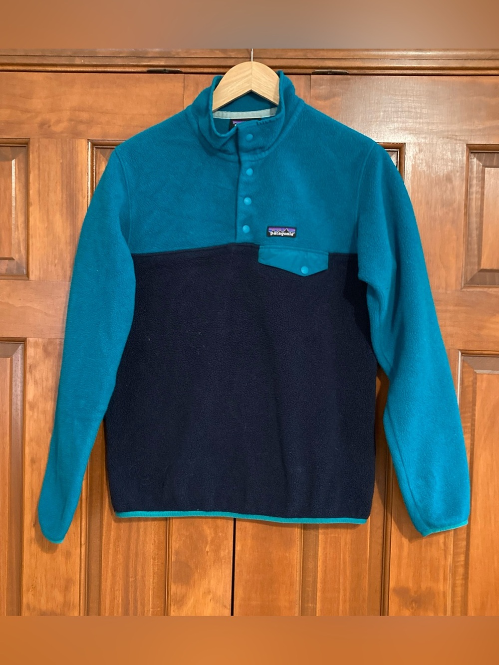 Patagonia Synchilla and Navy T Snap Fleece Pullover sweatshirt women’s Sz M